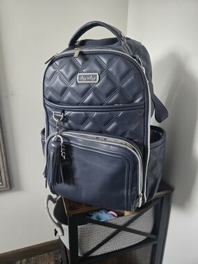 Itzy Ritzy Navy Quilted Diaper Backpack with Tassel